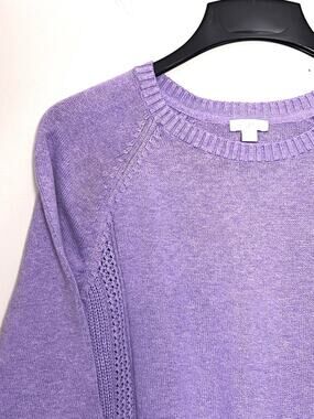 J JILL LAVENDER PURPLE COTTON NYLON CREW NECK SWEATER PETITES SIZE L / LARGE